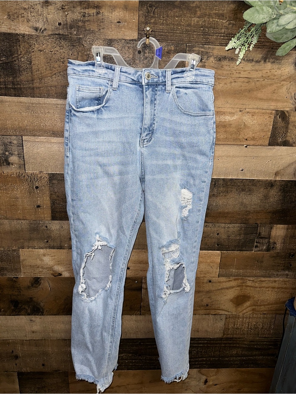 Light Blue Distressed Skinny Jeans for Women